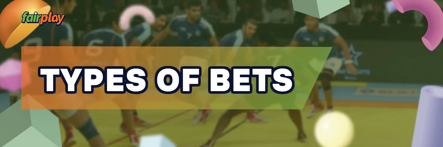 All avaliable types of bets on the Fairplay website