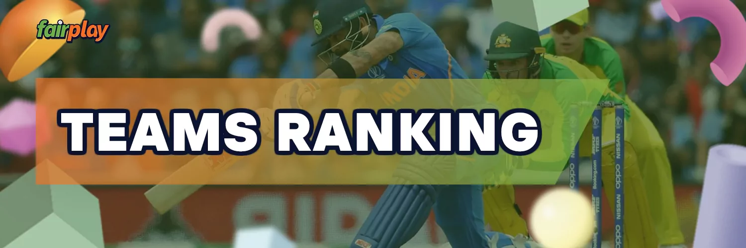 Top 5 cricket teams with ranking foe betting on fairplay